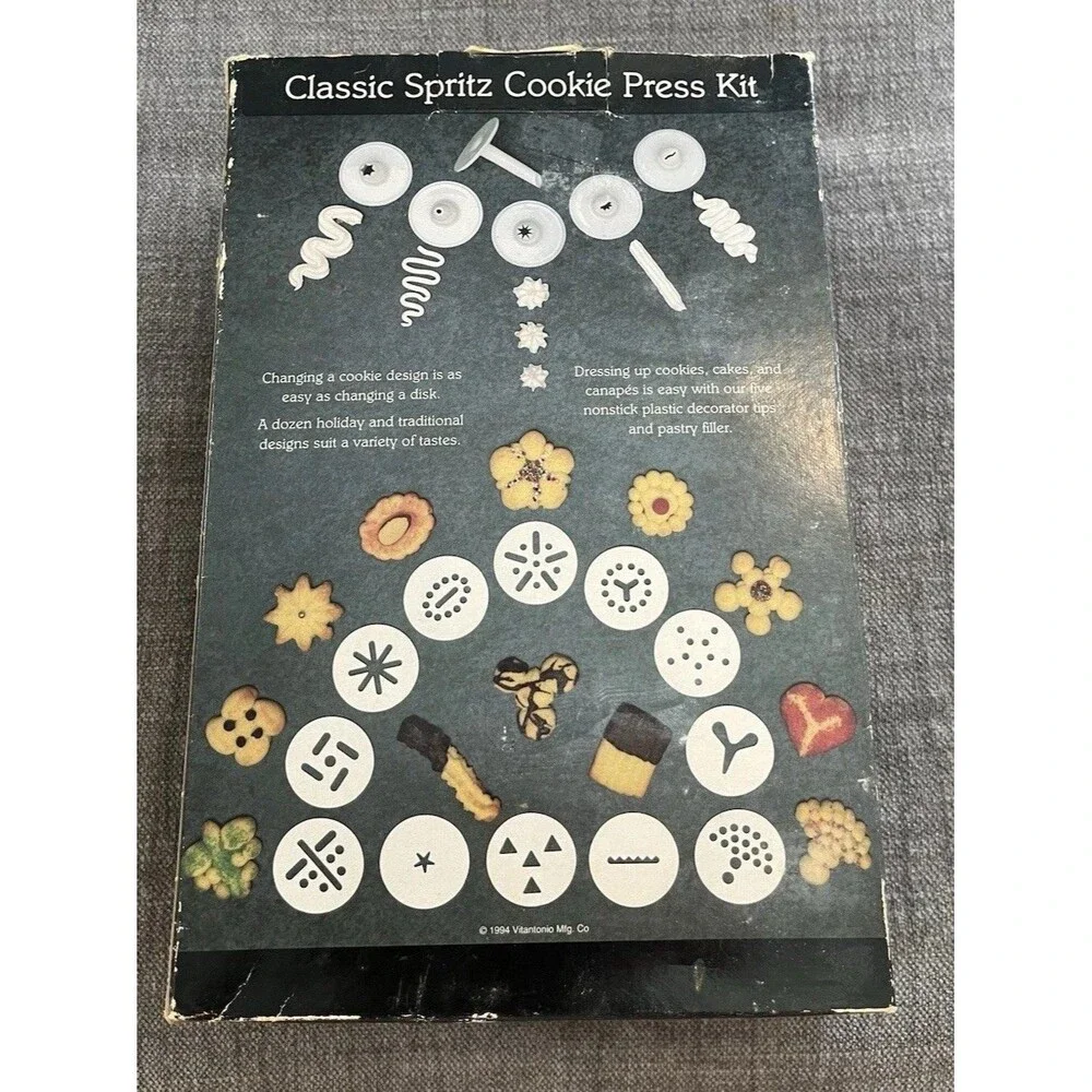 Vintage 1994 Cookie Press Kit Vitantonio Cookware 18 Pieces